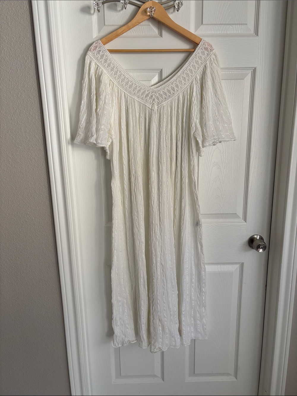 NWT Grimani Made in Greece Women's Cream Ivory Lace-Trim Midi Maxi Dress OS